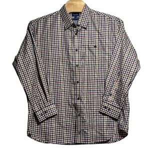 Viyella Mens XXL No Iron Cotton Long Sleeve Button Down Shirt Tattersall Check